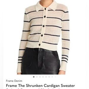 Frame Denim Cream and Black Button-Up Cardigan.New